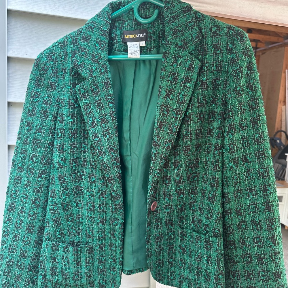 Metrostyle Emerald Tweed Blazer